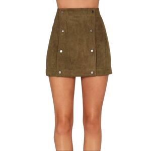 Six crisp days olive green suede mini skirt Small